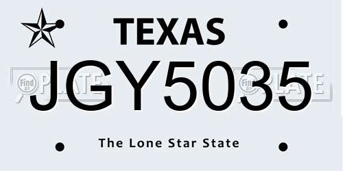 JGY5035 Texas License Plate