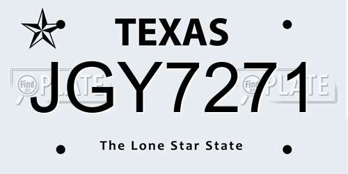 JGY7271 Texas License Plate