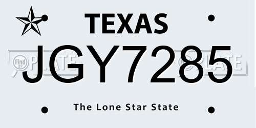 JGY7285 Texas License Plate