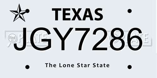 JGY7286 Texas License Plate
