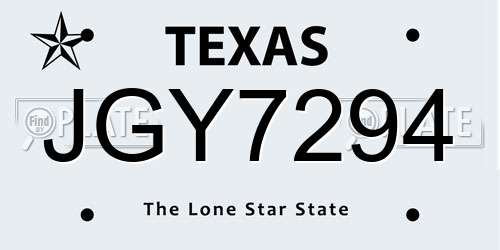 JGY7294 Texas License Plate