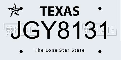 JGY8131 Texas License Plate