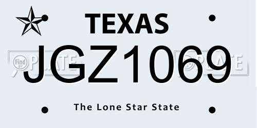 JGZ1069 Texas License Plate