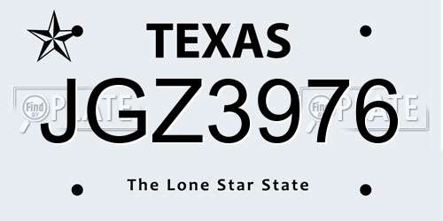 JGZ3976 Texas License Plate