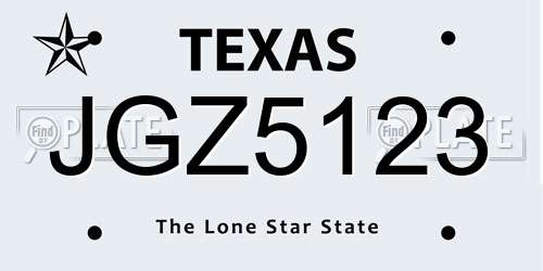 JGZ5123 Texas License Plate