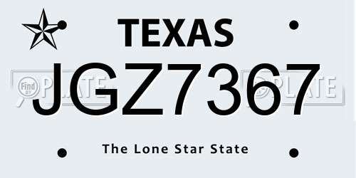 JGZ7367 Texas License Plate
