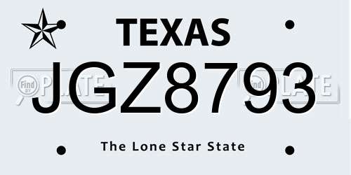 JGZ8793 Texas License Plate