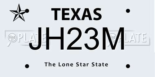 JH23M Texas License Plate