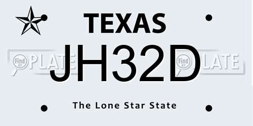 JH32D Texas License Plate