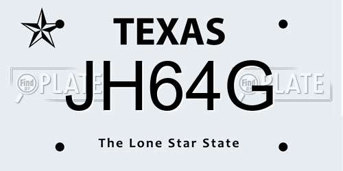 JH64G Texas License Plate