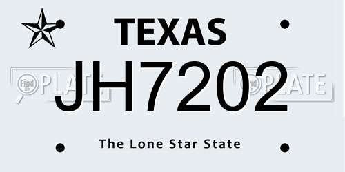 JH7202 Texas License Plate