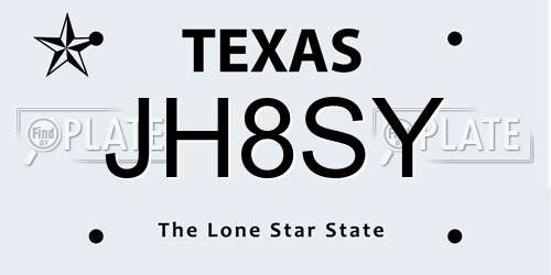 JH8SY Texas License Plate