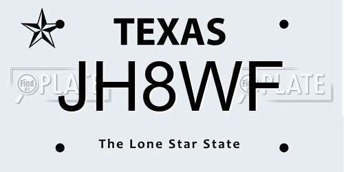 JH8WF Texas License Plate
