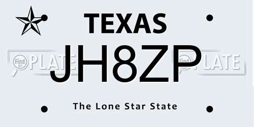 JH8ZP Texas License Plate