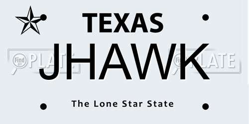 JHAWK Texas License Plate