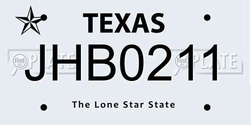 JHB0211 Texas License Plate