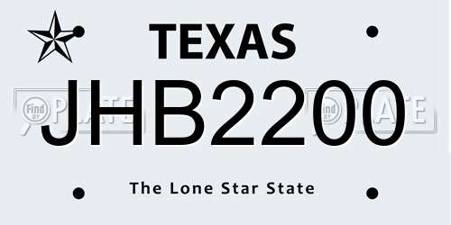 JHB2200 Texas License Plate