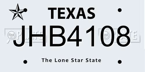 JHB4108 Texas License Plate