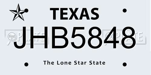 JHB5848 Texas License Plate