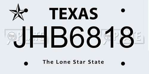 JHB6818 Texas License Plate