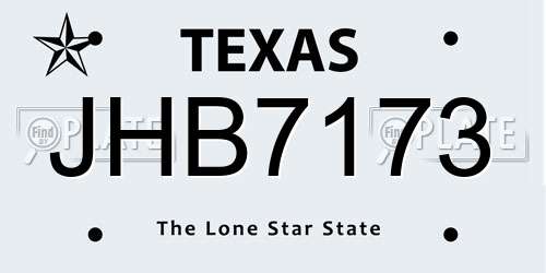 JHB7173 Texas License Plate