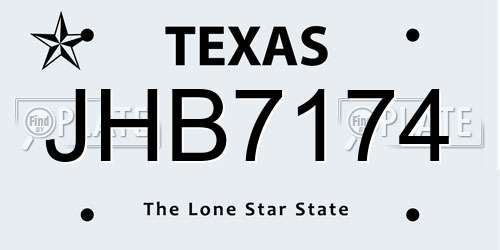 JHB7174 Texas License Plate