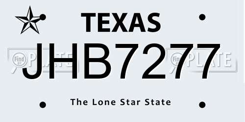 JHB7277 Texas License Plate
