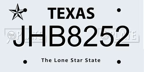 JHB8252 Texas License Plate