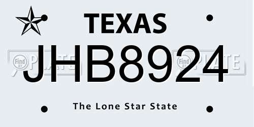 JHB8924 Texas License Plate