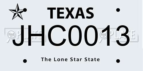 JHC0013 Texas License Plate