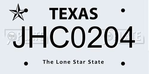 JHC0204 Texas License Plate