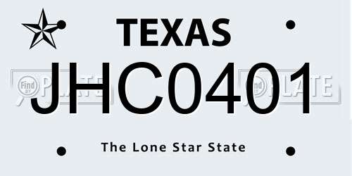 JHC0401 Texas License Plate