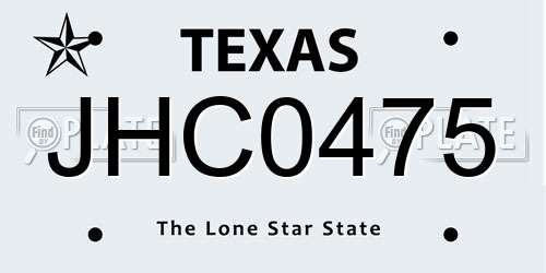 JHC0475 Texas License Plate