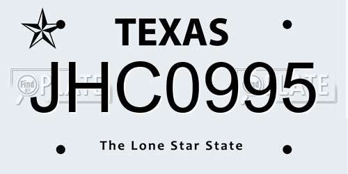 JHC0995 Texas License Plate