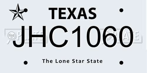 JHC1060 Texas License Plate
