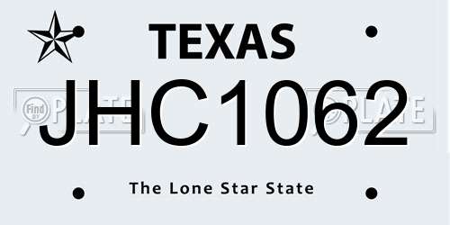 JHC1062 Texas License Plate