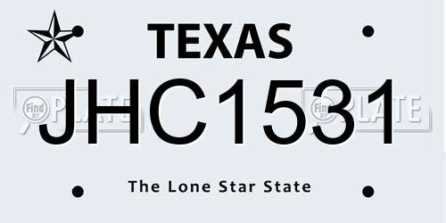 JHC1531 Texas License Plate