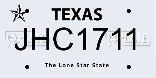 JHC1711 Texas License Plate