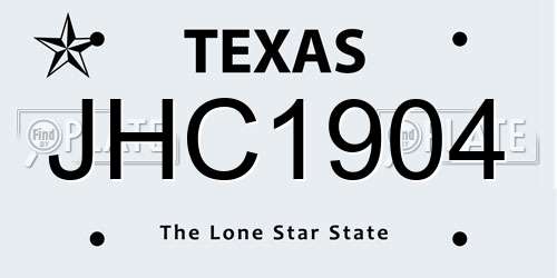 JHC1904 Texas License Plate