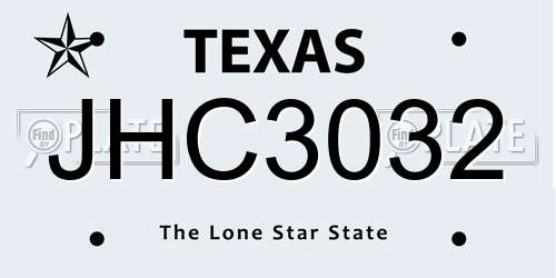 JHC3032 Texas License Plate