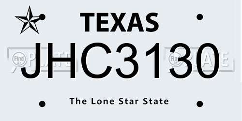 JHC3130 Texas License Plate