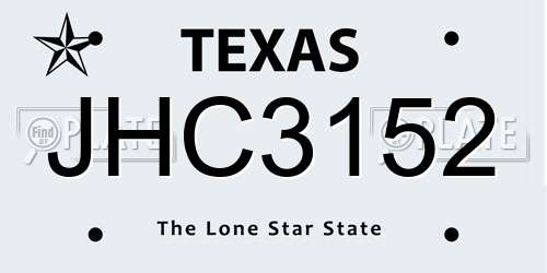 JHC3152 Texas License Plate