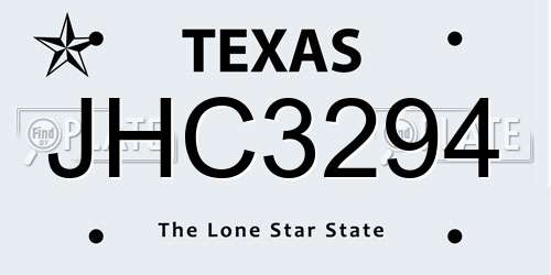 JHC3294 Texas License Plate