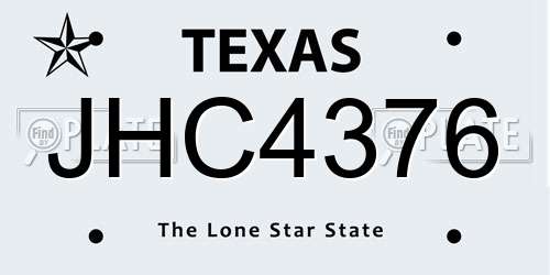 JHC4376 Texas License Plate