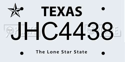 JHC4438 Texas License Plate