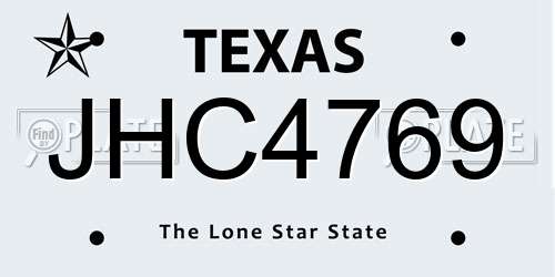 JHC4769 Texas License Plate