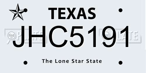JHC5191 Texas License Plate