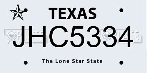 JHC5334 Texas License Plate