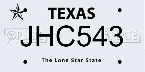 JHC543 Texas License Plate