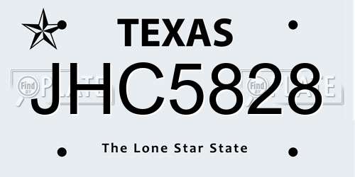 JHC5828 Texas License Plate